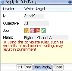 Beitritt zu einer Gruppe über Join Party