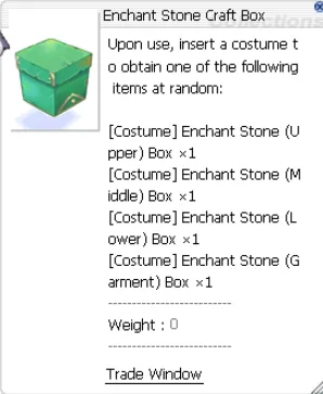 Beschreibung der Costume Enchant Stone Craft Box