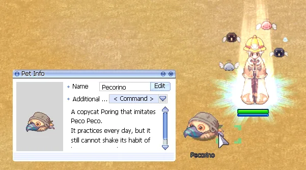 Übertragenes Get-Poring-Pet im Spiel