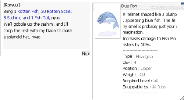 Dialog und Beschreibung der Blue-Fish-Quest