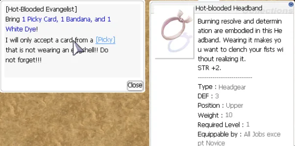 Dialog und Beschreibung der Hot-blooded-Headband-Quest