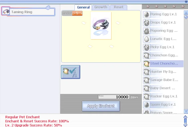 Qpet-Auswahl im Taming-Ring-Interface